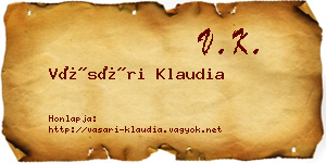 Vásári Klaudia névjegykártya